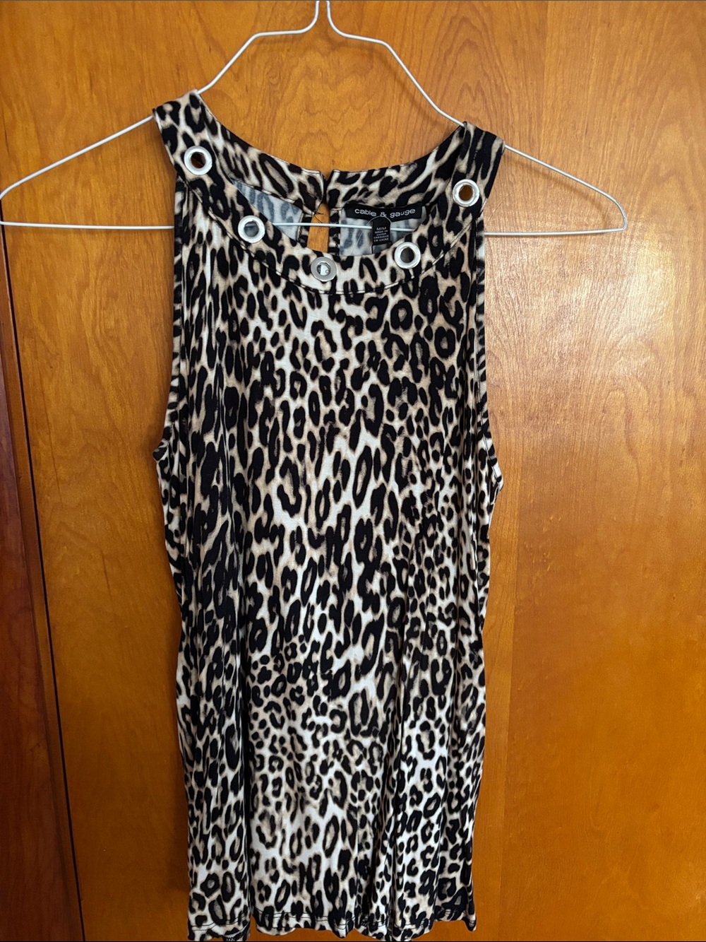 Cable & Gauge Leopard Print Grommet Tank Top